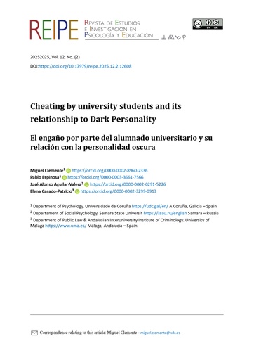 El engaño por parte del alumnado universitario y su relación con la personalidad oscura