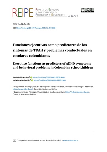 Funciones ejecutivas como predictores de los síntomas de TDAH y problemas conductuales en escolares colombianos