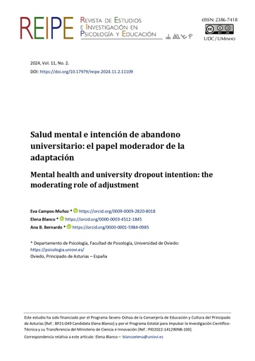 Salud mental e intención de abandono universitario: el papel moderador de la adaptación
