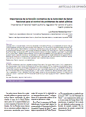 Importancia de la función normativa de la Autoridad de Salud Nacional