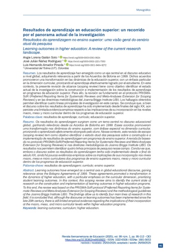 Resultados de aprendizaje en educación superior: un recorrido por el panorama actual de la investigación
