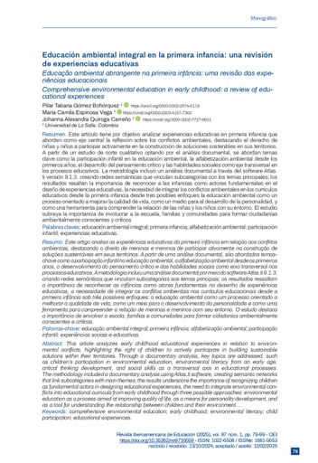 Educación ambiental integral en la primera infancia: una revisión de experiencias educativas