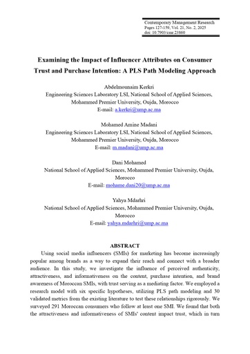 Examining the Impact of Influencer Attributes on Consumer Trust and Purchase Intention: A PLS Path Modeling Approach
