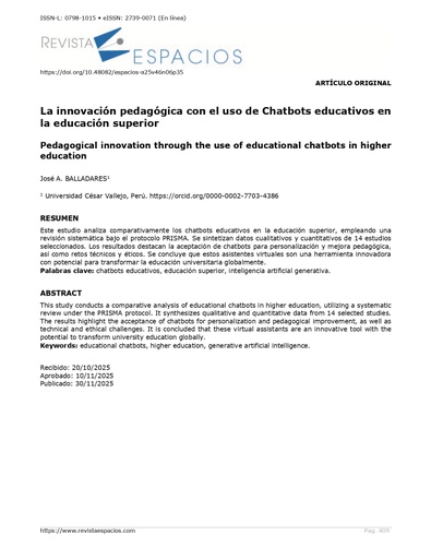 La innovación pedagógica con el uso de Chatbots educativos en la educación superior.