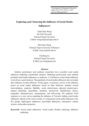 Exploring and Clustering the Influence of Social Media Influencers