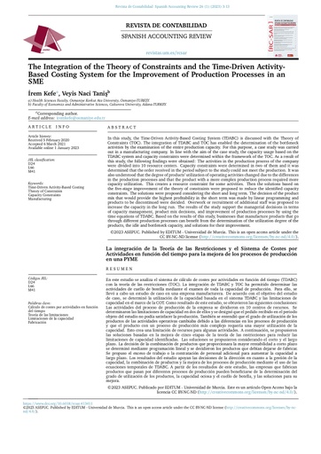 La integración de la Teoría de las Restricciones y el Sistema de Costes por Actividades en función del tiempo para la mejora de los procesos de producción en una PYME