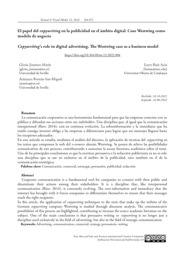 El papel del copywriting en la publicidad en el ámbito digital. Caso Westwing como modelo de negocio
