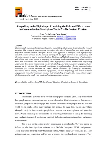 Storytelling in the Digital Age: Examining the Role and Effectiveness in Communication Strategies of Social Media Content Creators