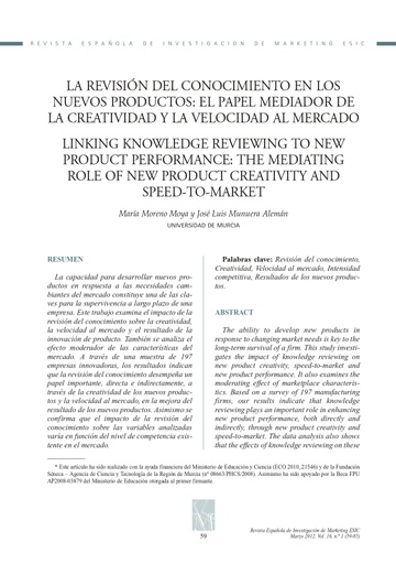 La Revisión Del Conocimiento En Los Nuevos Productos: El Papel Mediador De La Creatividad Y La Velocidad Al Mercado