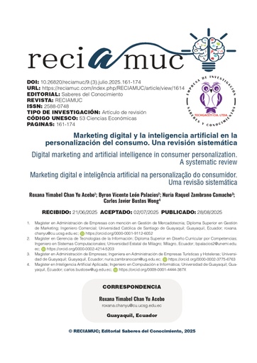 Marketing digital y la inteligencia artificial en la personalización del consumo. Una revisión sistemática