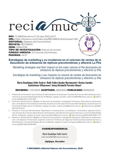 Estrategias de marketing y su incidencia en el volumen de ventas de la Asociación de artesanos de réplicas precolombinas y alfarería La Pila