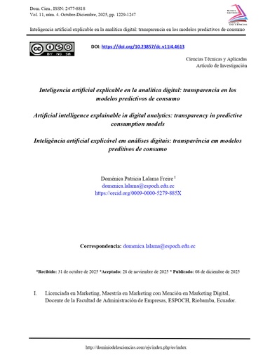 Inteligencia artificial explicable en la analítica digital: transparencia en los modelos predictivos de consumo
