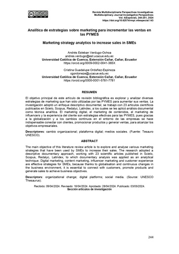 Analítica de estrategias sobre marketing para incrementar las ventas en las PYMES