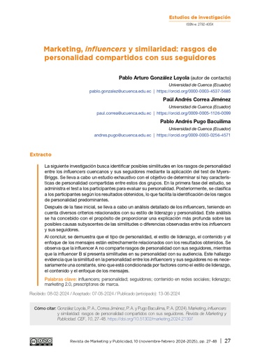 Marketing, influencers y similaridad: rasgos de personalidad compartidos con sus seguidores