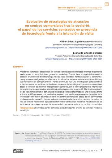 Evolución de estrategias de atracción en centros comerciales tras la COVID‑19: el papel de los servicios centrados en tecnología frente a la intención de visita