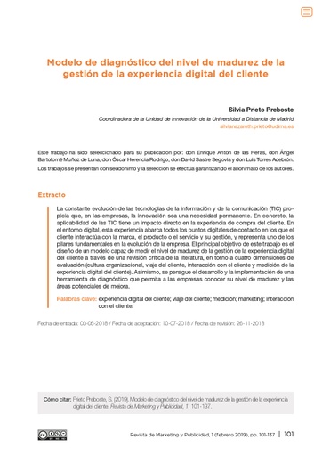 Modelo de diagnóstico del nivel de madurez de la gestión de la experiencia digital del cliente