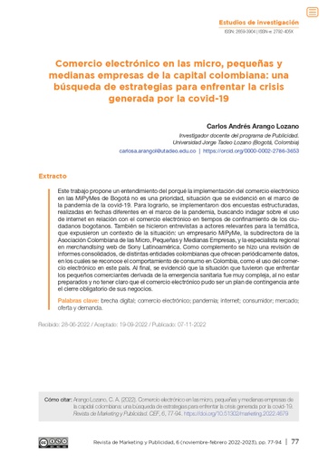 Comercio electrónico en las micro, pequeñas y medianas empresas de la capital colombiana: una búsqueda de estrategias para enfrentar la crisis generada por la covid-19