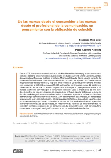 De las marcas desde el consumidor a las marcas desde el profesional de la comunicación: un pensamiento con la obligación de coincidir