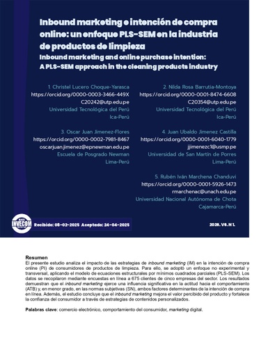 Inbound marketing e intención de compra online: un enfoque PLS-SEM en la industria de productos de limpieza