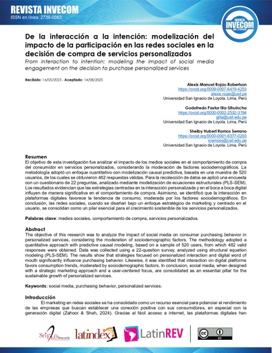 De la interacción a la intención: modelización del impacto de la participación en las redes sociales en la decisión de compra de servicios personalizados