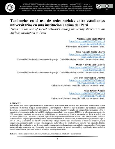 Tendencias en el uso de redes sociales entre estudiantes universitarios en una institución andina del Perú
