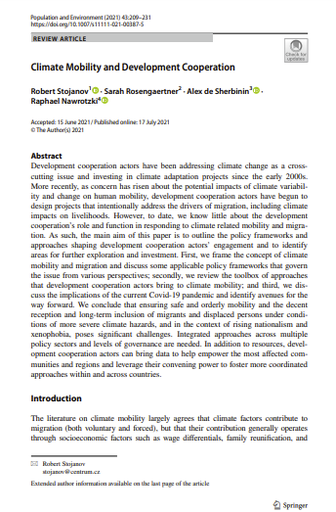 Climate Mobility and Development Cooperation