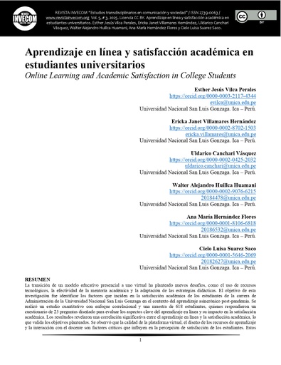 Aprendizaje en línea y satisfacción académica en estudiantes universitarios
