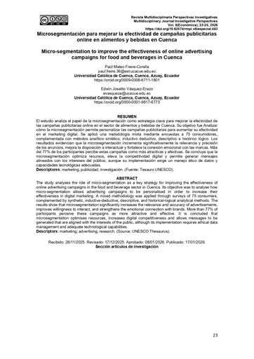 Microsegmentación para mejorar la efectividad de campañas publicitarias online en alimentos y bebidas en Cuenca