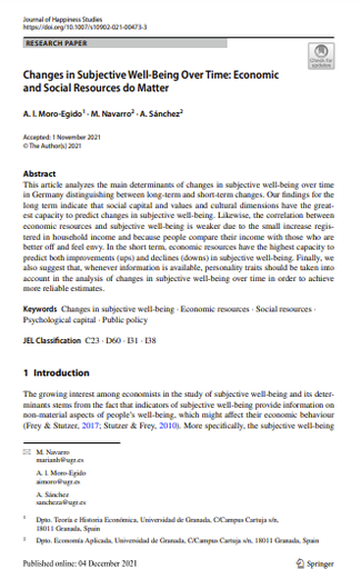 Changes in Subjective Well-Being Over Time: Economic and Social Resources do Matter