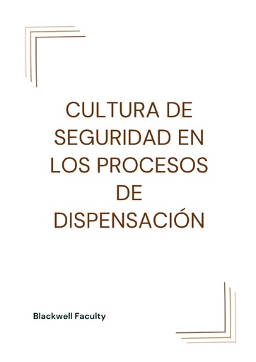 CULTURA DE SEGURIDAD EN LOS PROCESOS DE DISPENSACIÓN