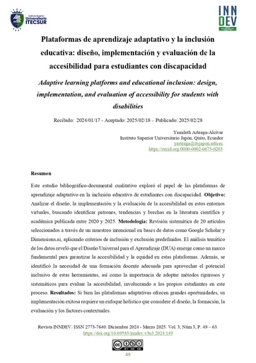 Plataformas de aprendizaje adaptativo y la inclusión educativa: diseño, implementación y evaluación de la accesibilidad para estudiantes con discapacidad