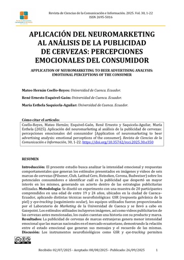 Aplicación del neuromarketing al análisis de la publicidad de cervezas: percepciones emocionales del consumidor