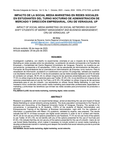 Impacto de la social media marketing en redes sociales en estudiantes del turno nocturno de administración de mercado y dirección empresarial, CRU de Veraguas, UP