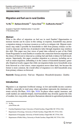 Migration and fuel use in rural Zambia