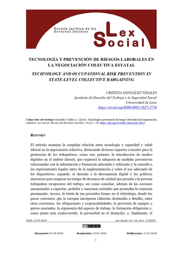 Tecnología y prevención de riesgos laborales en la negociación colectiva estatal