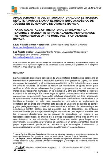 Aprovechamiento del entorno natural, una estrategia didáctica para mejorar el rendimiento académico de jóvenes en el municipio de Otanche-Boyaca