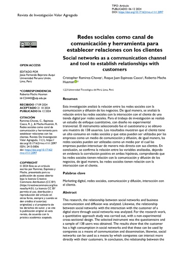 Redes sociales como canal de comunicación y herramienta para establecer relaciones con los clientes