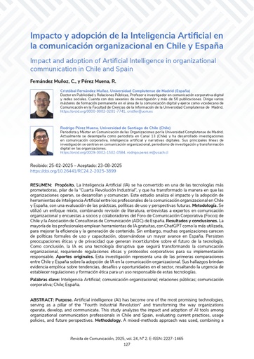 Impacto y adopción de la Inteligencia Artificial en la comunicación organizacional en Chile y España