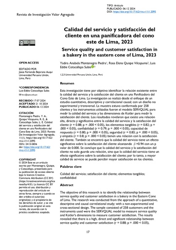 Calidad del servicio y satisfacción del cliente en una Panificadora del Cono Este de Lima, 2023