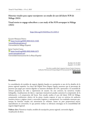 Historias visuales para captar suscriptores: un estudio de caso del diario SUR de Málaga (2024)