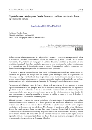 El periodismo de videojuegos en España. Ecosistema mediático y tendencias de una especialización cultural