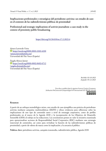 Implicaciones profesionales y estratégicas del periodismo activista: un estudio de caso en el contexto de las radiotelevisiones públicas de proximidad