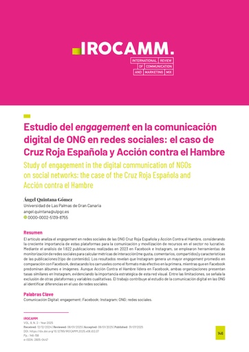 Estudio del engagement en la comunicación digital de ONG en redes sociales: El caso de Cruz Roja Española y Acción contra el Hambre