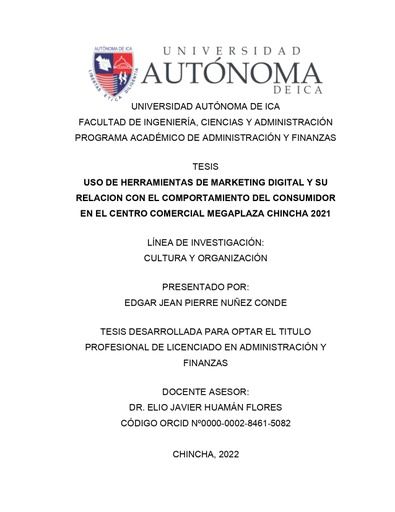Uso de herramientas de marketing digital y su relación con el comportamiento del consumidor en el centro comercial megaplaza chincha 2021