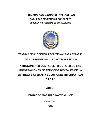 Tratamiento contable-tributario de las importaciones de servicios digitales de la Empresa Sistemas y Soluciones Informáticas E.I.R.L.
