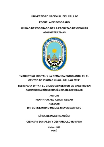 Marketing digital y la demanda estudiantil en el centro de idiomas UNAC - Callao 2024