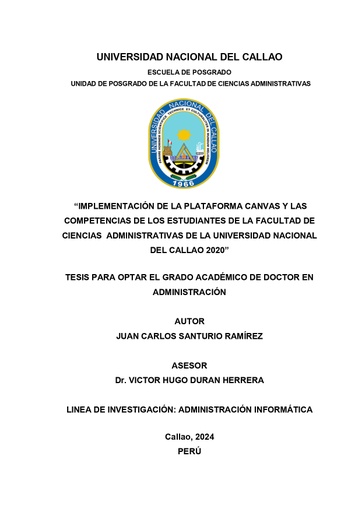 Implementación de la plataforma canvas y las competencias de los estudiantes de la Facultad de Ciencias Administrativas de la Universidad Nacional del Callao 2020