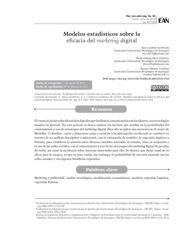 Modelos estadísticos sobre la eficacia del marketing digital