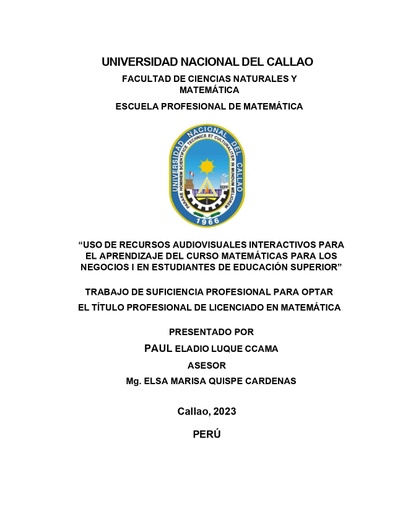 Uso de recursos audiovisuales interactivos para el aprendizaje del curso matemáticas para los Negocios I en estudiantes de educación superior
