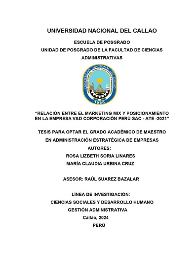 Relación entre el marketing mix y posicionamiento en la empresa V&amp;D corporación Perú SAC - Ate -2021